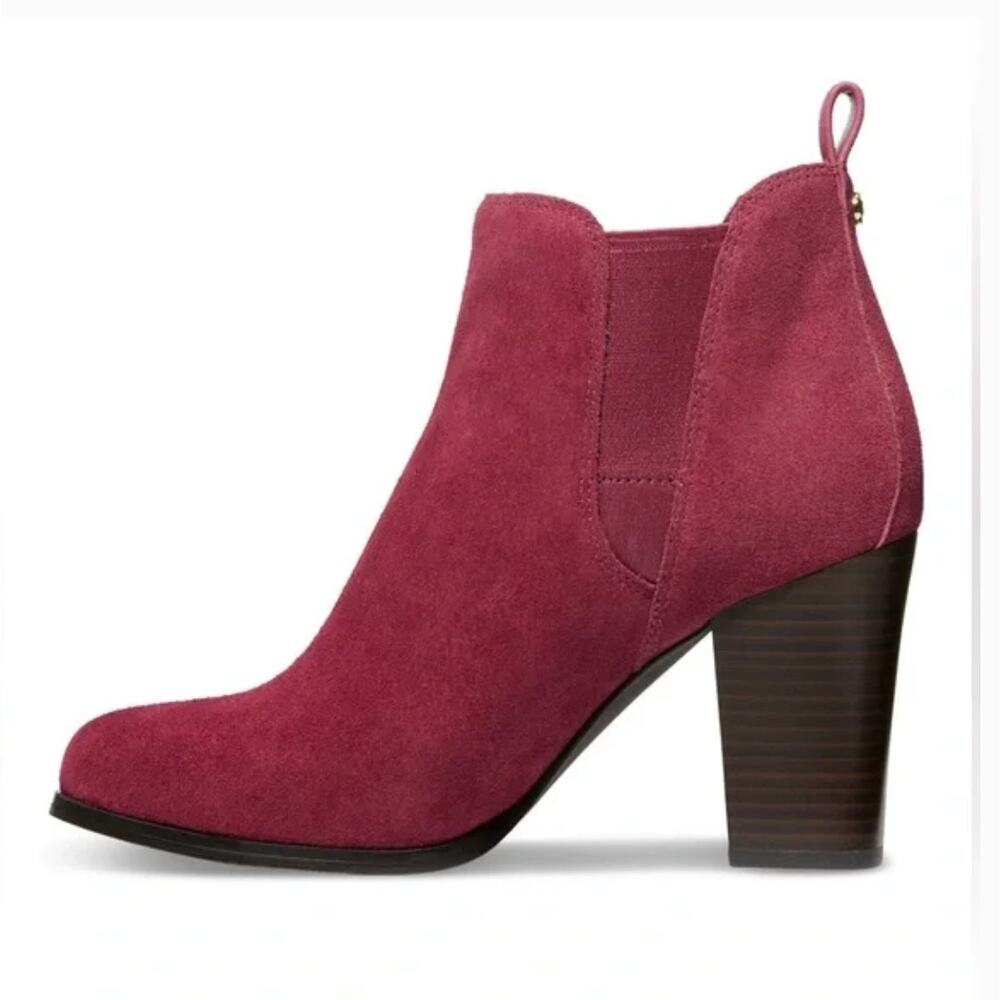 Michael Kors Evaline Suede Boots 8 NWOT Red Ankle Booties Heel Western Boho - Picture 2 of 6